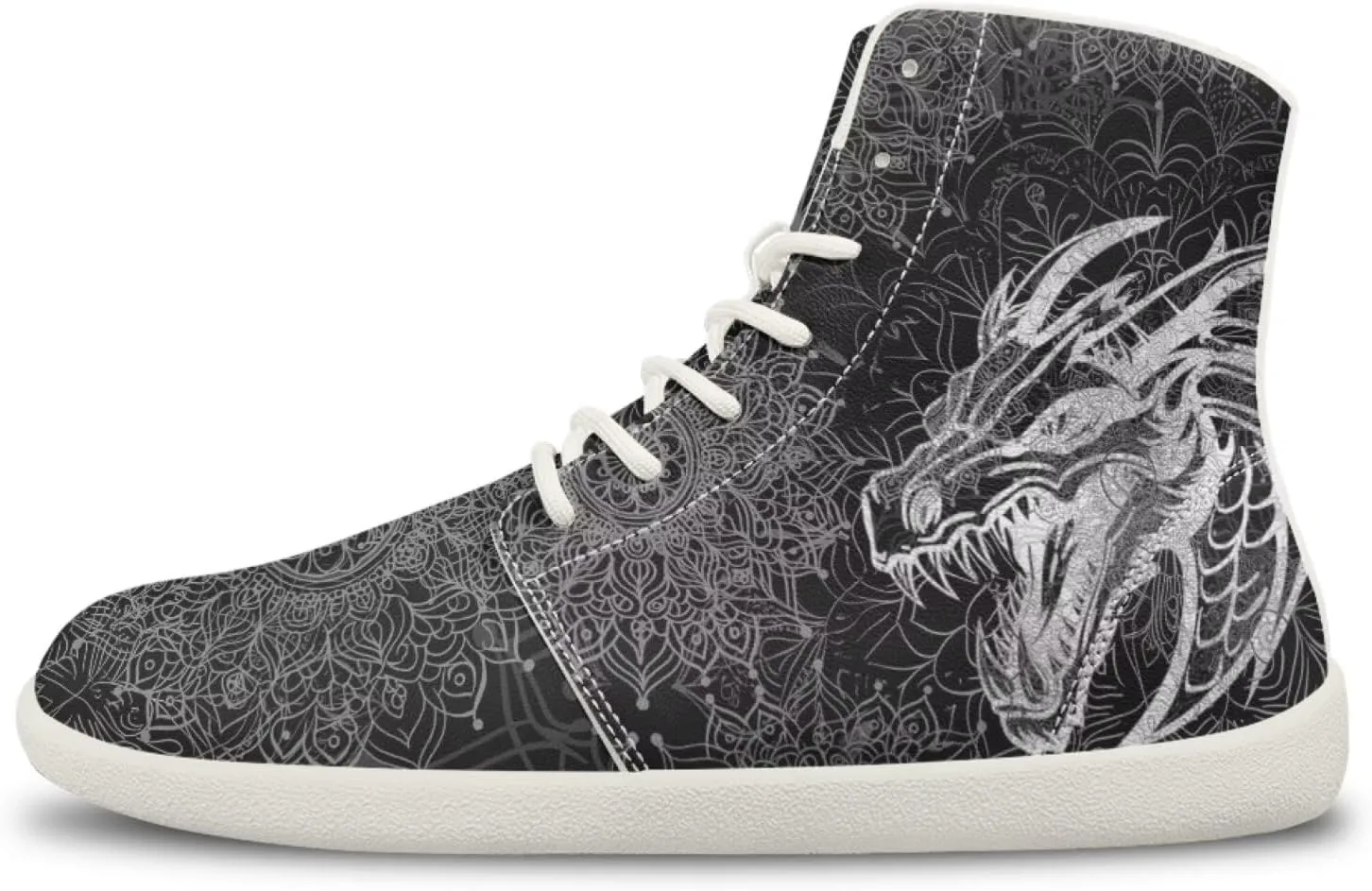 Мужские кроссовки Dragon Print для бега, слипоны, высокие, для ходьбы, занятий в спортзале, тенниса и спорта Ecaestolph, черный