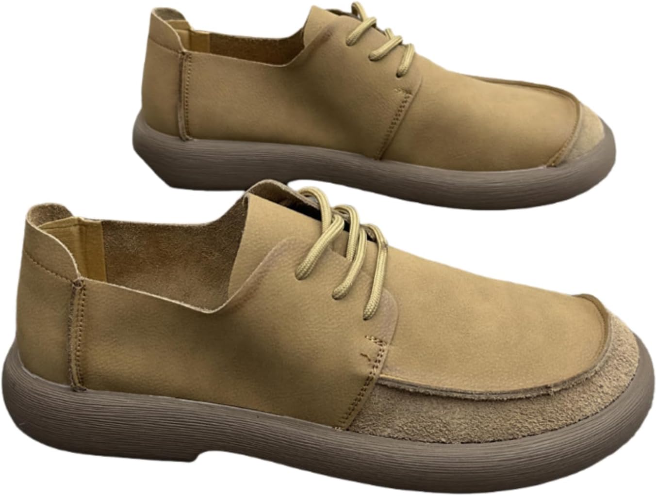 

Мужские замшевые кожаные оксфорды на шнурках с платформой, повседневные, с круглым носком, противоскользящие, мягкие, с удобной посадкой, дерби для вечеринки, офиса, банкетов, прогулок и вождения Netehadi, хаки