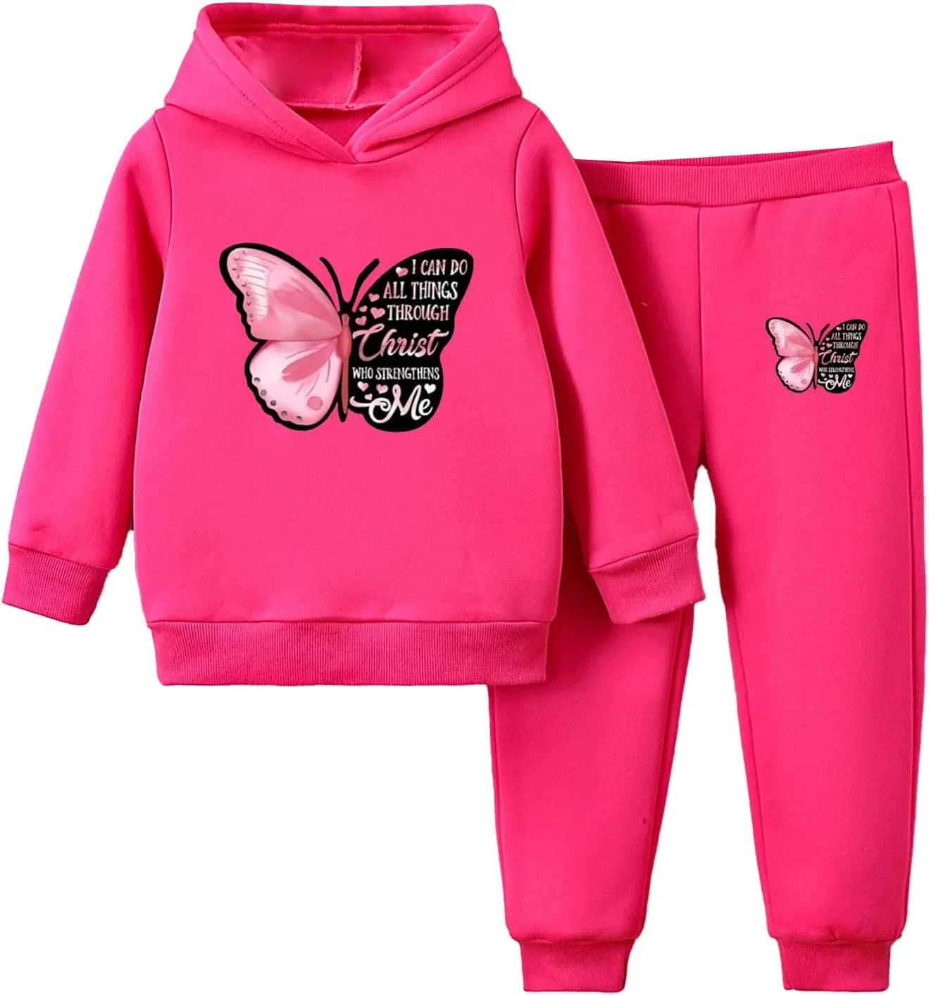 Детский спортивный костюм с принтом бабочки JEATHA, Hot Pink — фото 3