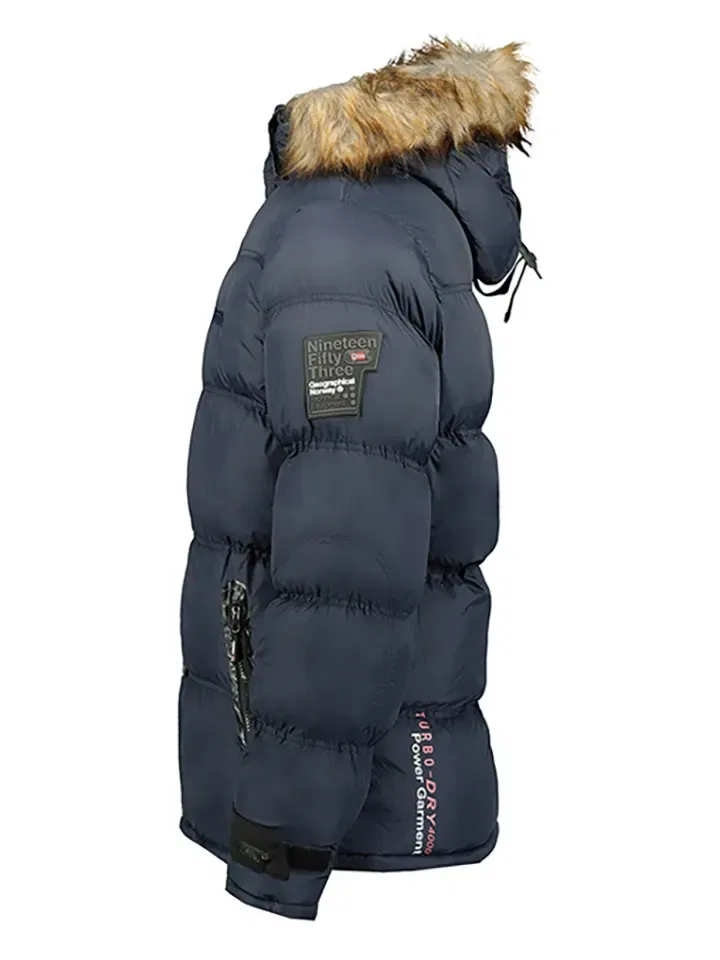 Парка с капюшоном и искусственным мехом Geographical Norway, темно-синий — фото 4
