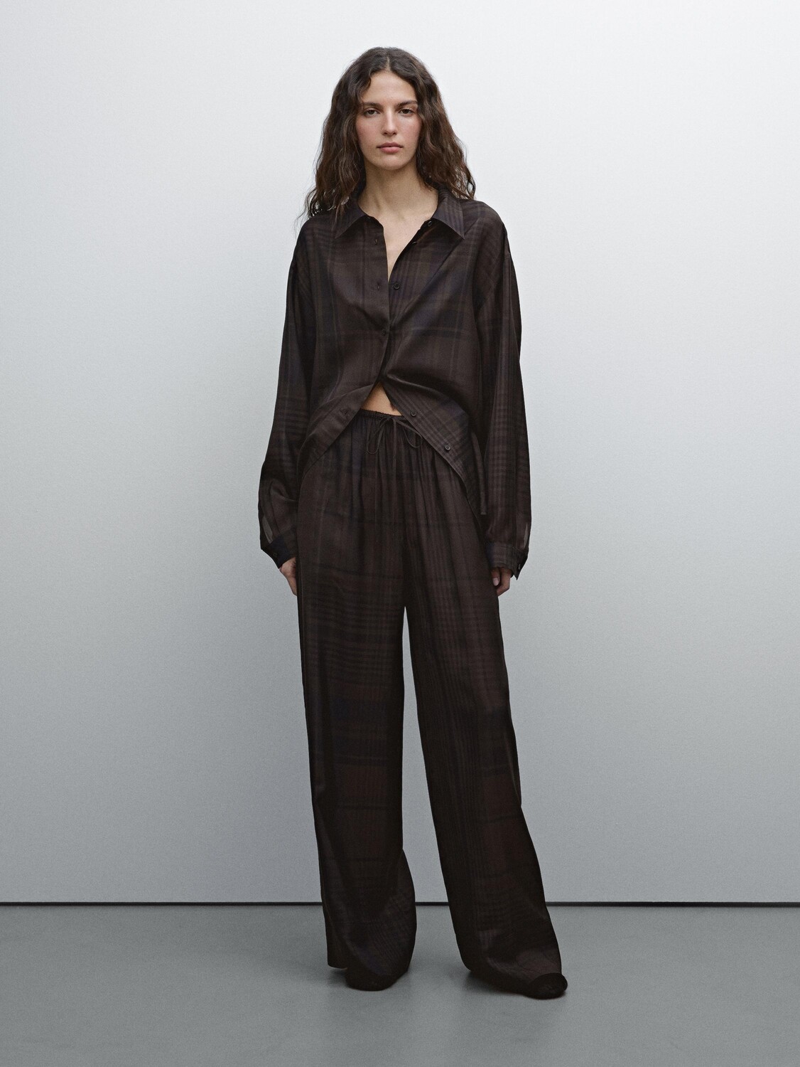 

Клетчатые брюки с эластичным поясом Massimo Dutti, зеленый