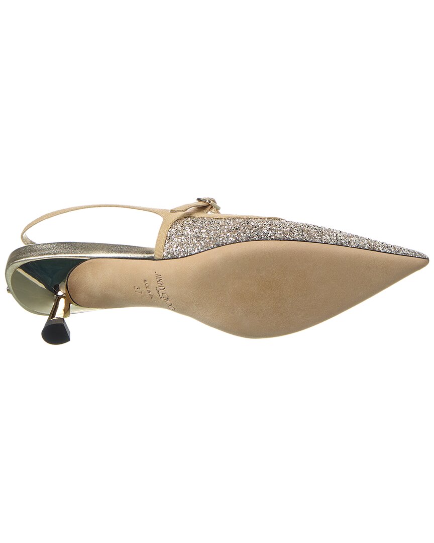 Jimmy Choo Didi 45 Блестящие и кожаные туфли-лодочки на шпильке, золотой — фото 4