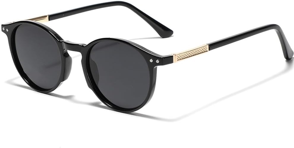 

круглые солнцезащитные очки для мужчин, для вождения, из ацетата, унисекс, поляризованные солнцезащитные очки, ретро, ​​для женщин, коричневые, серые, унисекс WNCKSQ, Black Gold Frame