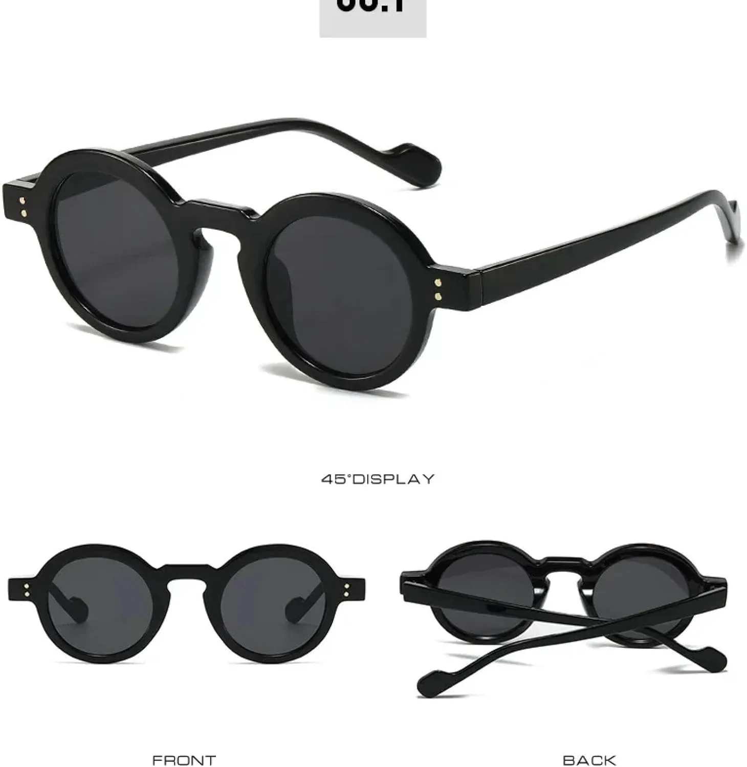 

Ретро солнцезащитные очки для женщин, модные, с прозрачными линзами, защита от УФ-излучения UV400, мужские, с заклепками, в стиле панк TOIPASTN, Black Champagne