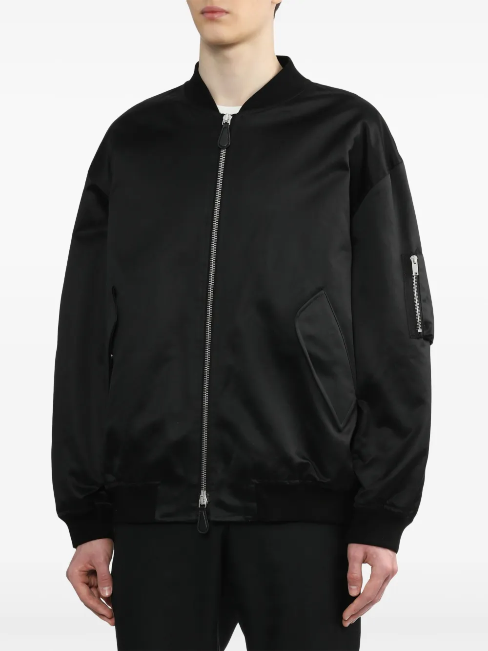 Бомбер с молниями на рукавах JIL SANDER, черный — фото 3