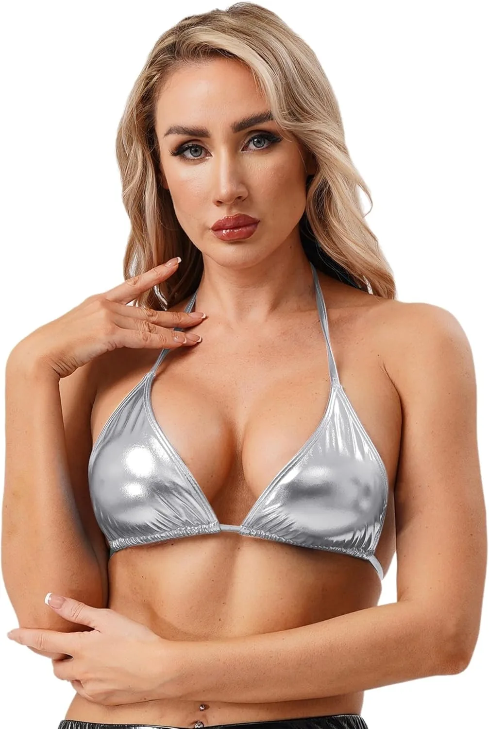 

Женский топ Metallic Crop с кружевной шнуровкой dPois