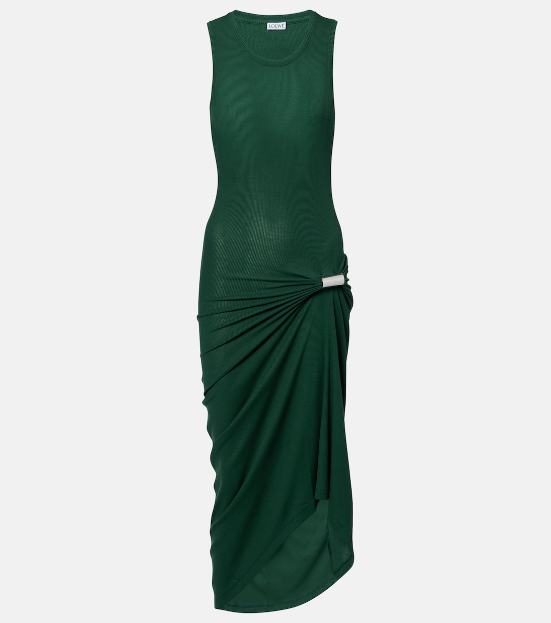 

Риб-платье миди из хлопковой смесовой ткани Loewe, Dark Green