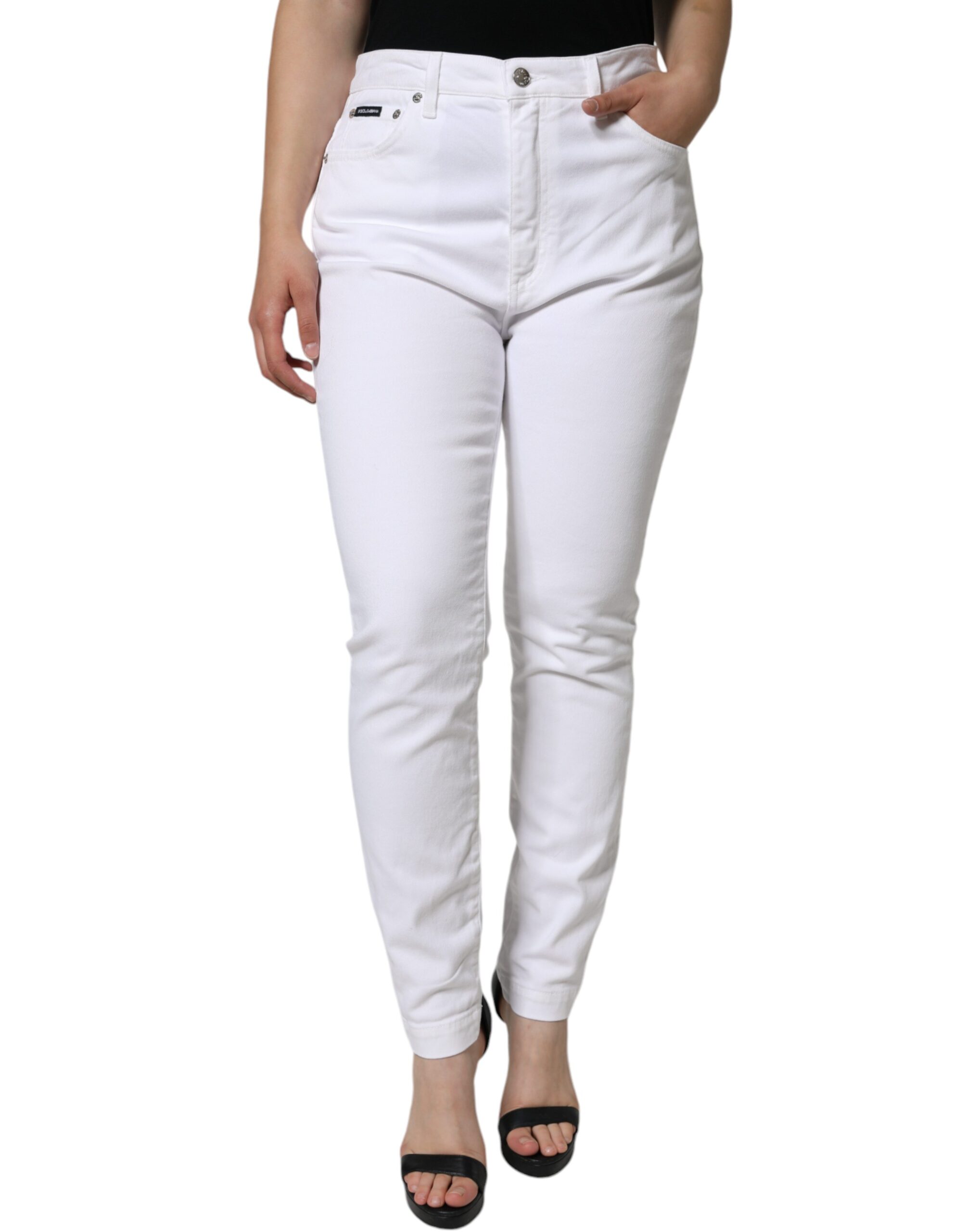 

Белые хлопковые эластичные джинсы AUDREY Skinny Dolce & Gabbana