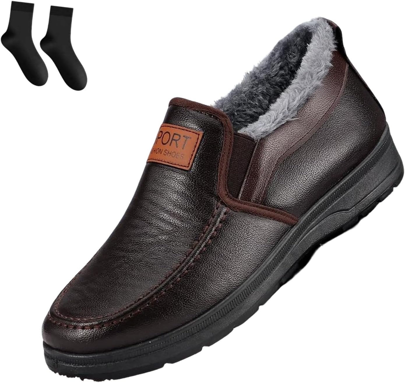 

Мужские зимние слипоны для снега, удобные мягкие водонепроницаемые нескользящие плюшевые утепленные зимние ботинки, повседневная теплая обувь для прогулок BXCZEDW, Brown