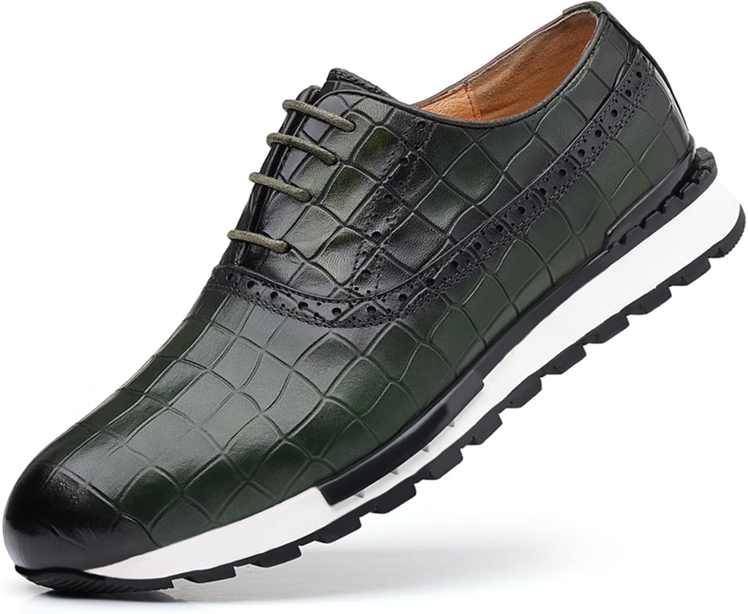 

Мужские деловые туфли из натуральной кожи, модные с шнуровкой, броги с крыльями, оксфорды с классическим гладким носком, повседневные дерби для офиса, свадьбы и работы Nxnbhsl, зеленый