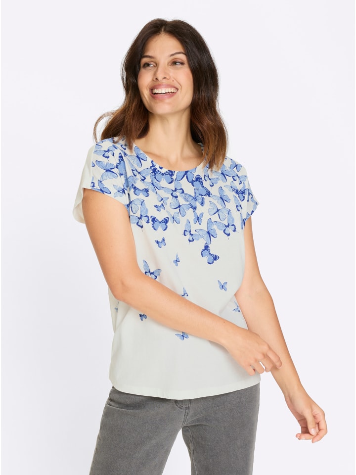 

Рубашка с короткими рукавами цвета экрю-королевского синего Sieh an!