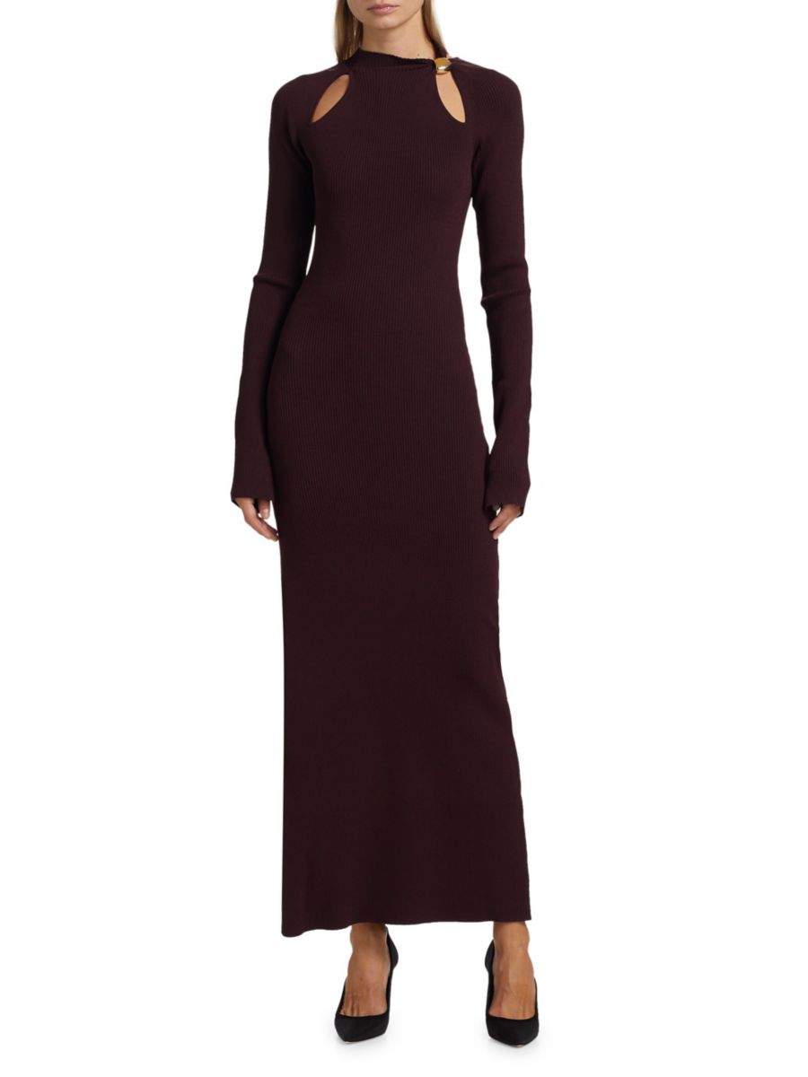 

Платье макси Ellie из трикотажа в рубчик Nicholas the Label, цвет Dark Plum