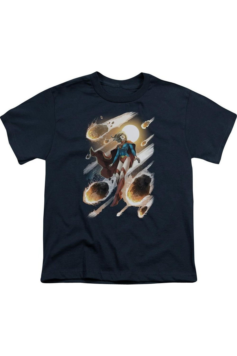 

Футболка с коротким рукавом для детей "Лига справедливости Америки: Супергерл #1" Gildan, темно-синий