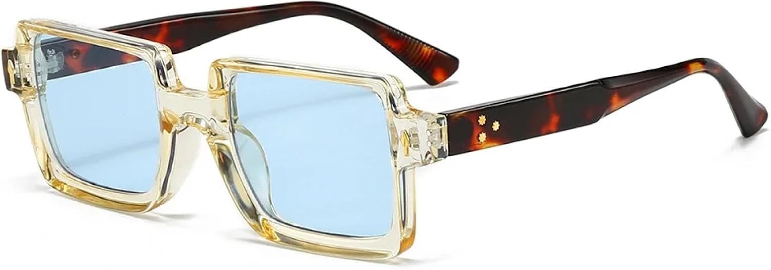 

Винтажные женские солнцезащитные очки, модные двухцветные мужские солнцезащитные очки в стиле панк с заклепками и градиентом, защита от УФ-излучения UV400 TKKTLLT, Yellow Blue