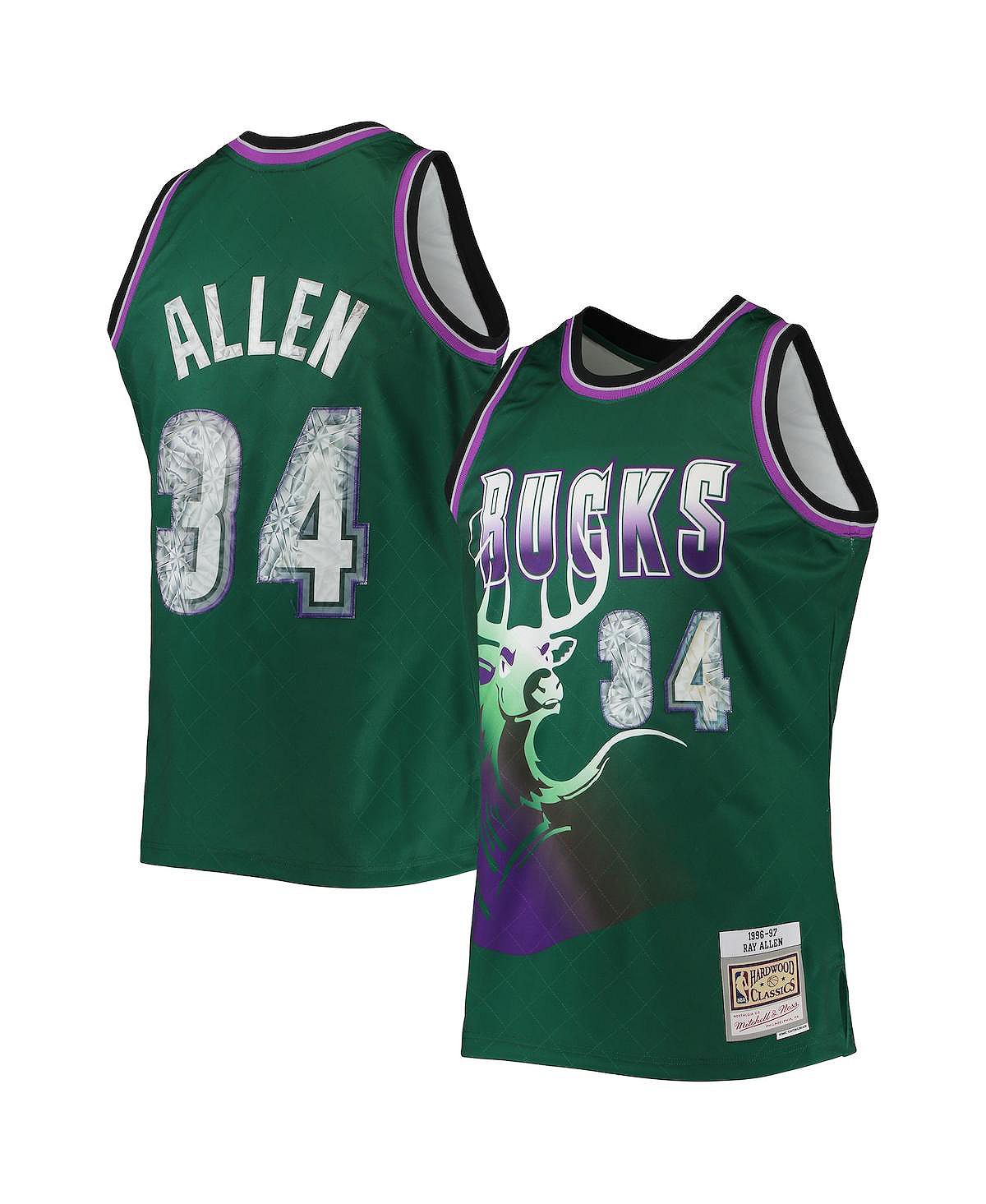 

Мужская майка Рэй Аллен Грин Милуоки Бакс 1996-97 годов Hardwood Classics 75th Anniversary Diamond Swingman Mitchell & Ness