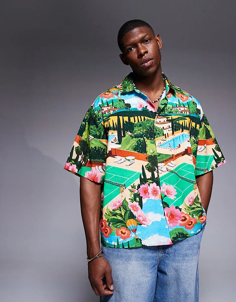 

Рубашка свободного кроя ASOS DESIGN с живописным принтом