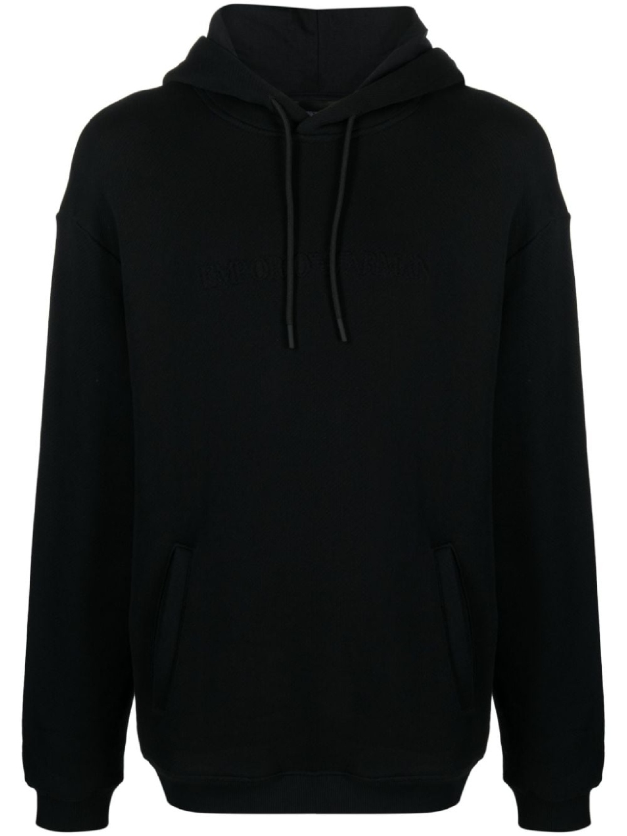 

Emporio Armani logo-embossed cotton hoodie, черный