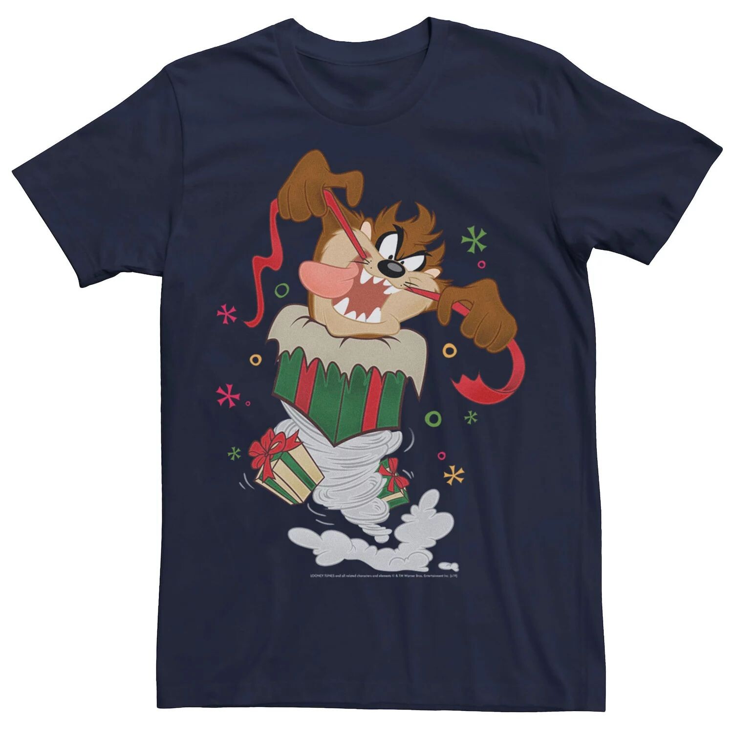 

Мужская футболка Looney Tunes Christmas Taz Ripping Presents Licensed Character