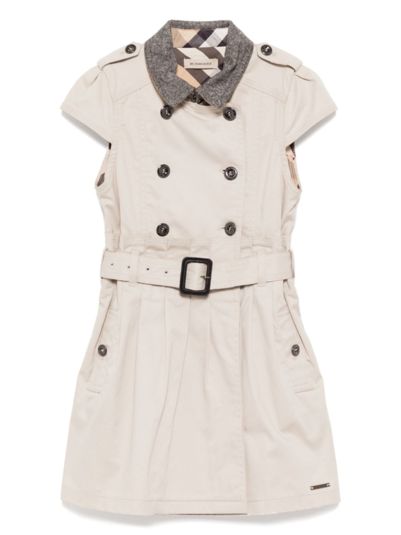 

Burberry Kids двубортное платье, нейтральный