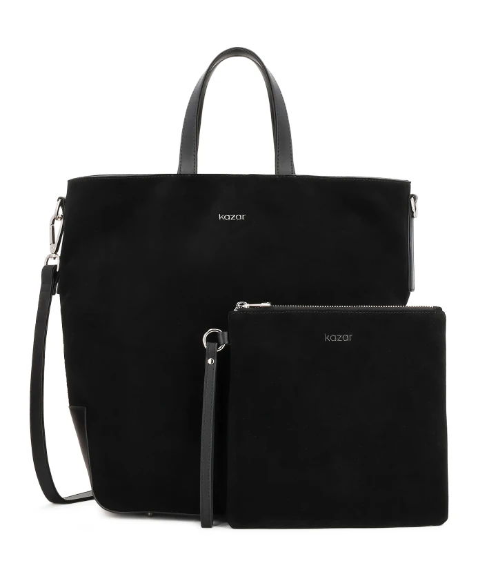 

Вместительная черная замшевая сумка Kazar, черный