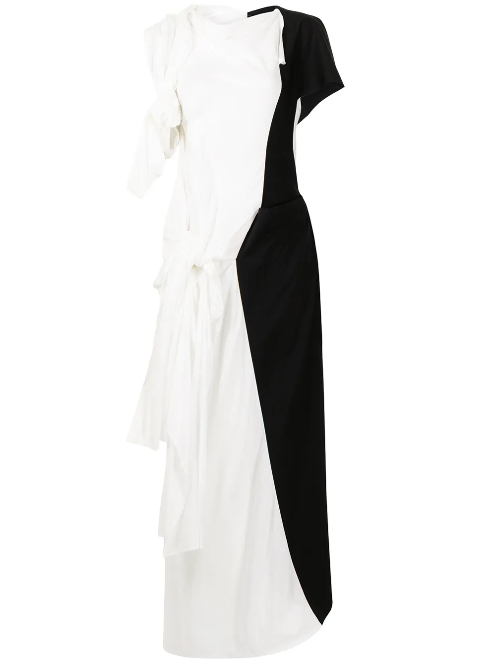 

Платье асимметричного кроя в стиле колор-блок Yohji Yamamoto, белый
