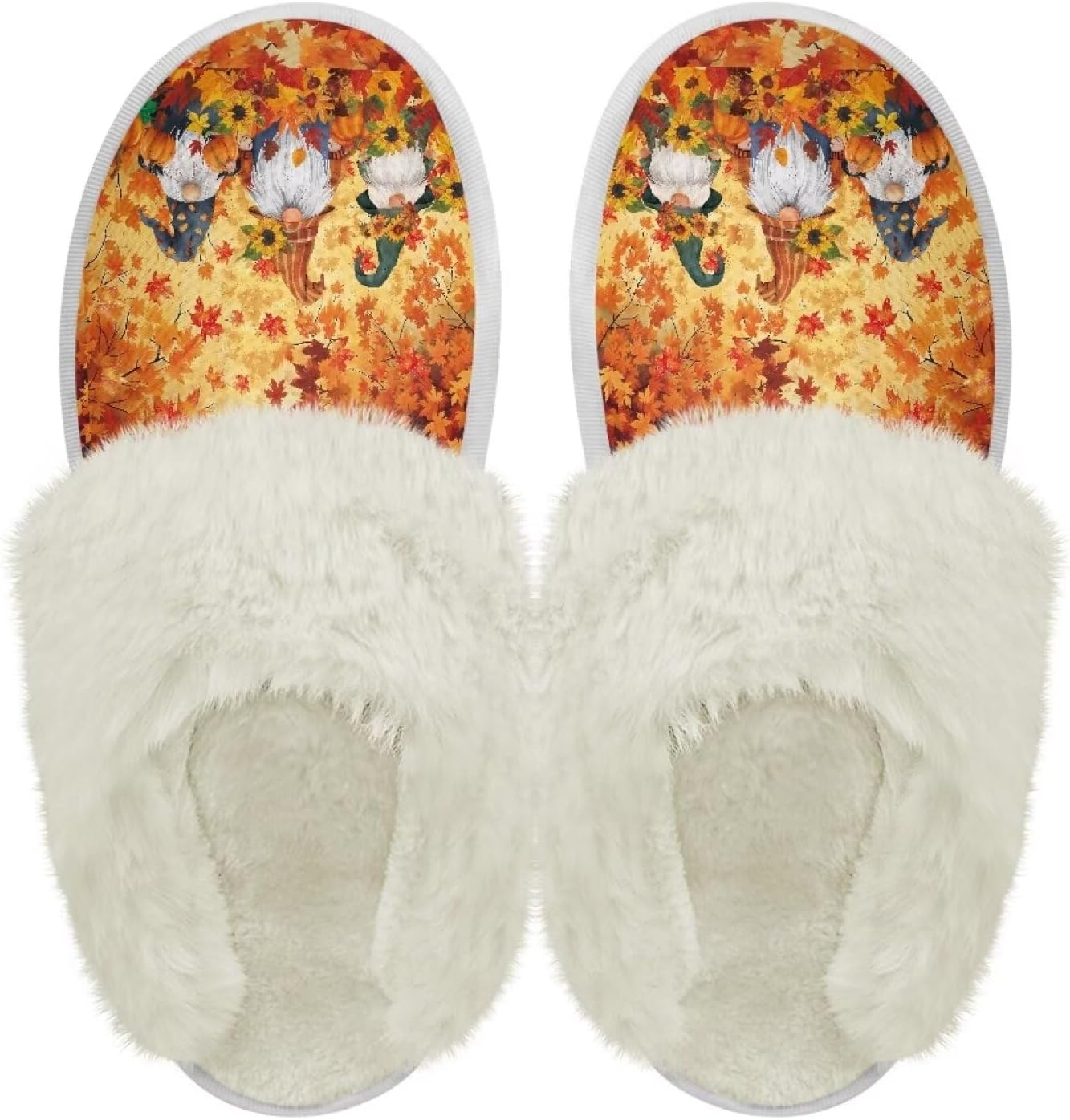 

Хлопковые тапочки PJHEQOXE с пушистыми краями, домашние тапочки для дома и улицы, хлопковые тапочки унисекс, Thanksgiving Dwarf