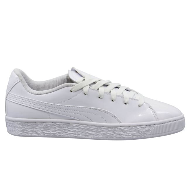 Белые лакированные женские низкие кроссовки на шнуровке Basket Crush Puma, белый