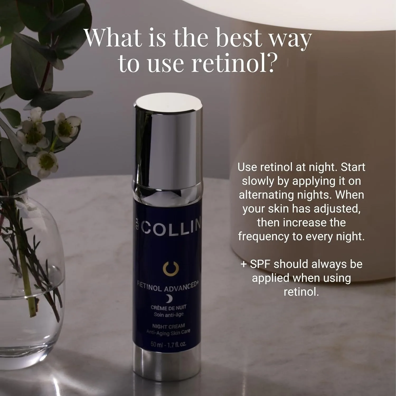 Крем для лица Gm Collin — Ночной Retinol Advanced+ | Антивозрастной увлажняющий , уменьшающий видимость мелких — фото 4