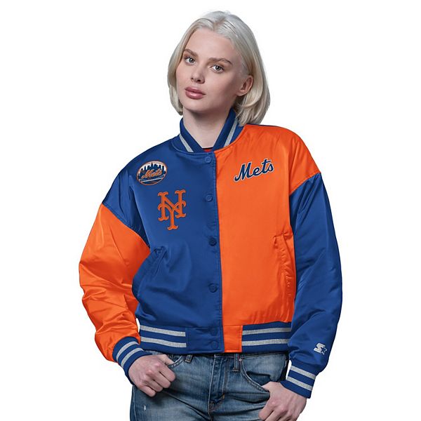 

Женская укороченная бейсбольная куртка new york mets offside royal/orange на молнии Starter