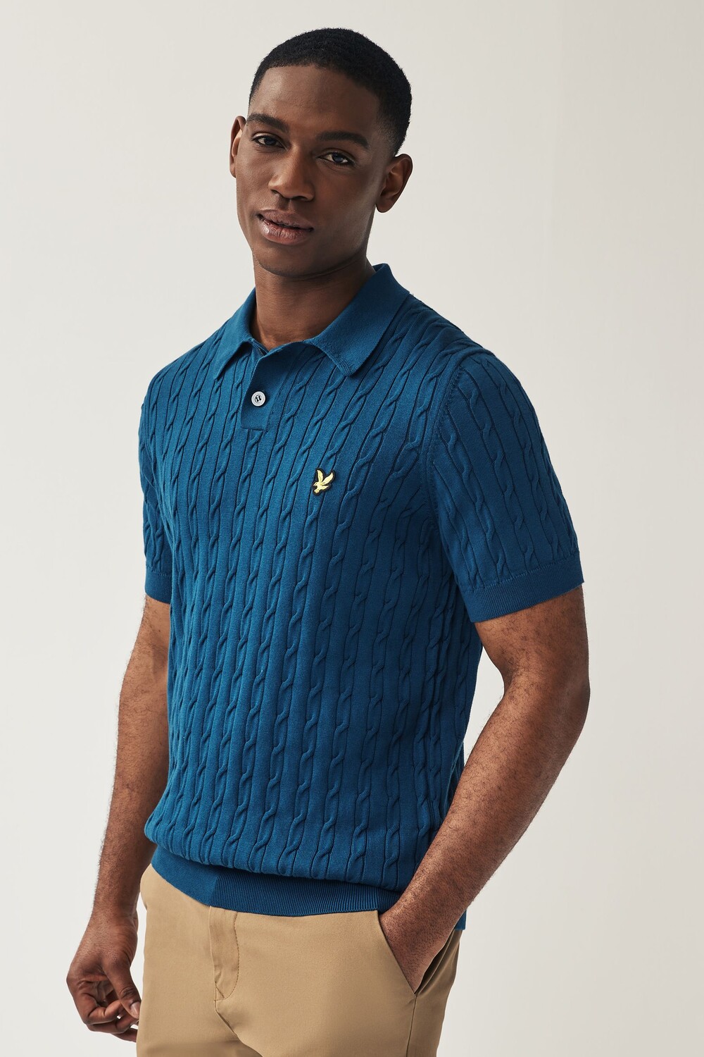 

Рубашка-Поло косой вязки Lyle & Scott, синий