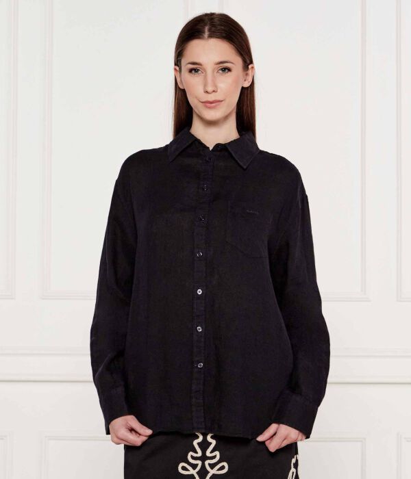 

Льняная рубашка Relaxed fit Gant, черный