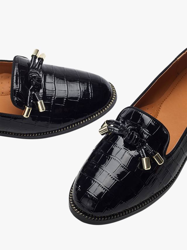 Fillipa Patent Mocc Croc Loafers с узлом и кисточкой Moda in Pelle, Black — фото 3