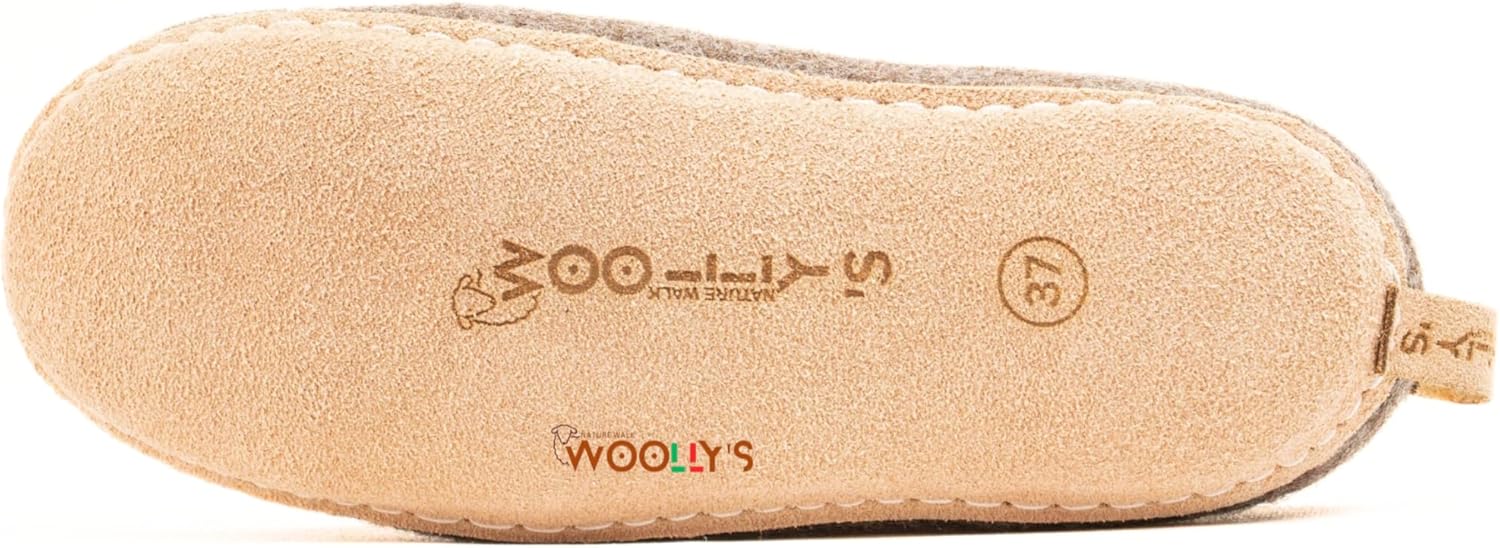 Домашние тапочки с открытой пяткой Woolly и кожаной подошвой, Премиальная новозеландская шерсть, Ручная работа с итальянским дизайном, Мягкие, дышащие и не имеющие запаха Woolly'S, коричневый — фото 2