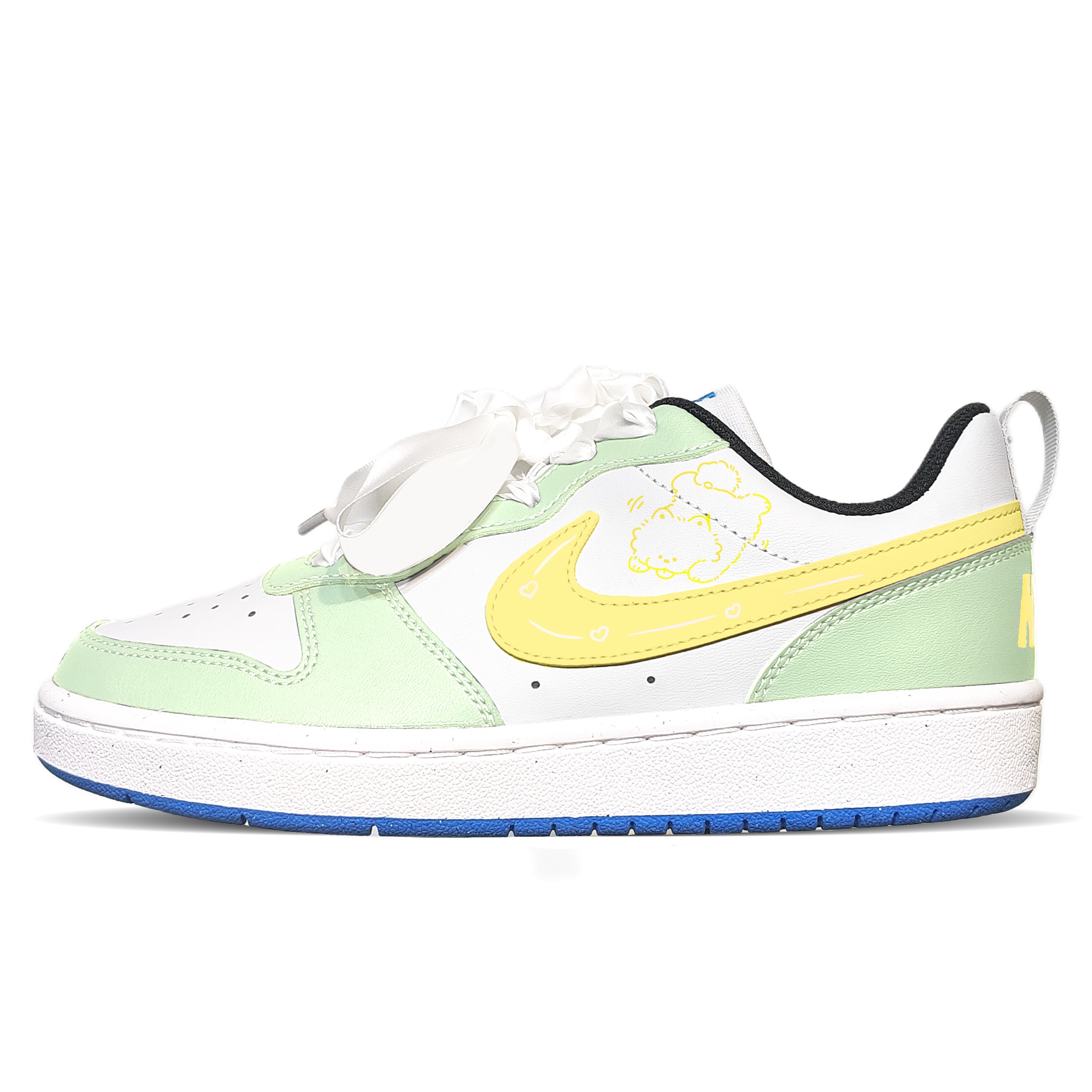 

Кроссовки Court Borough Low Slip с легкой амортизацией для детей и подростков Nike, желтый/зеленый
