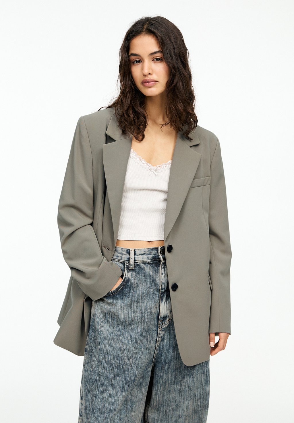 

Блейзер DOUBLE-BUTTON PULL&BEAR, песочный