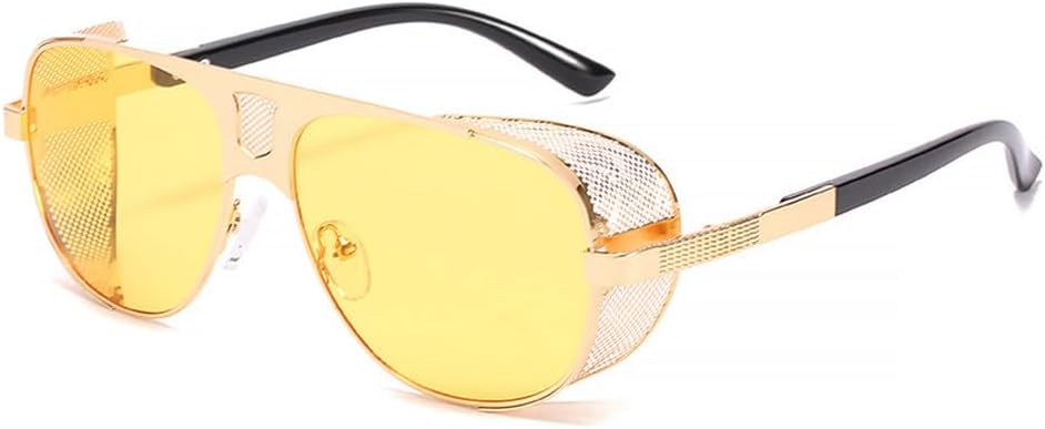 

Солнцезащитные очки с плоской верхней частью и сетчатыми боковыми щитками, мужские, модные, в стиле металл-панк, женские, роскошные, ретро, ​​в стиле стимпанк HVTVTLA, C7