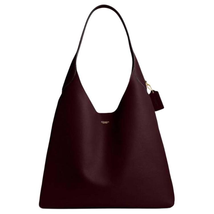 

COACH Кожаная сумка-хобо Brooklyn через плечо большая женская бордовая