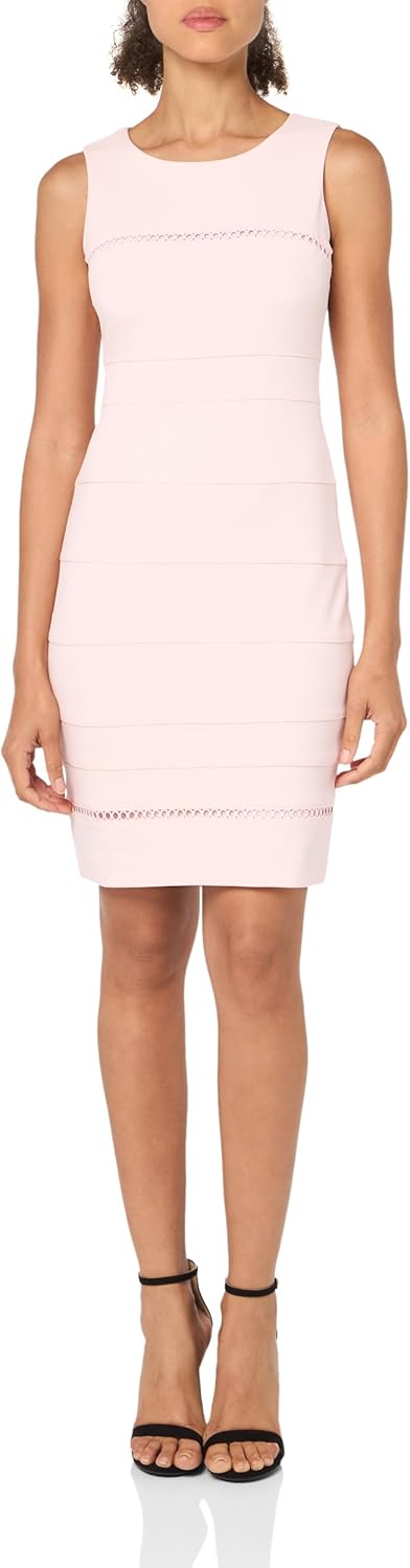 

Женское мини-платье-футляр без рукавов Tommy Hilfiger из крепа-скуба в полоску, Ballerina Pink