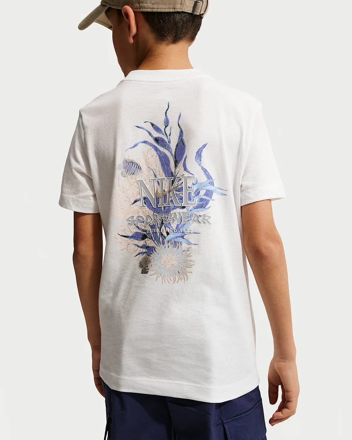 Детская футболка Nike Sportswear, Summit White/Blue/Wolf Grey/Wolf Grey