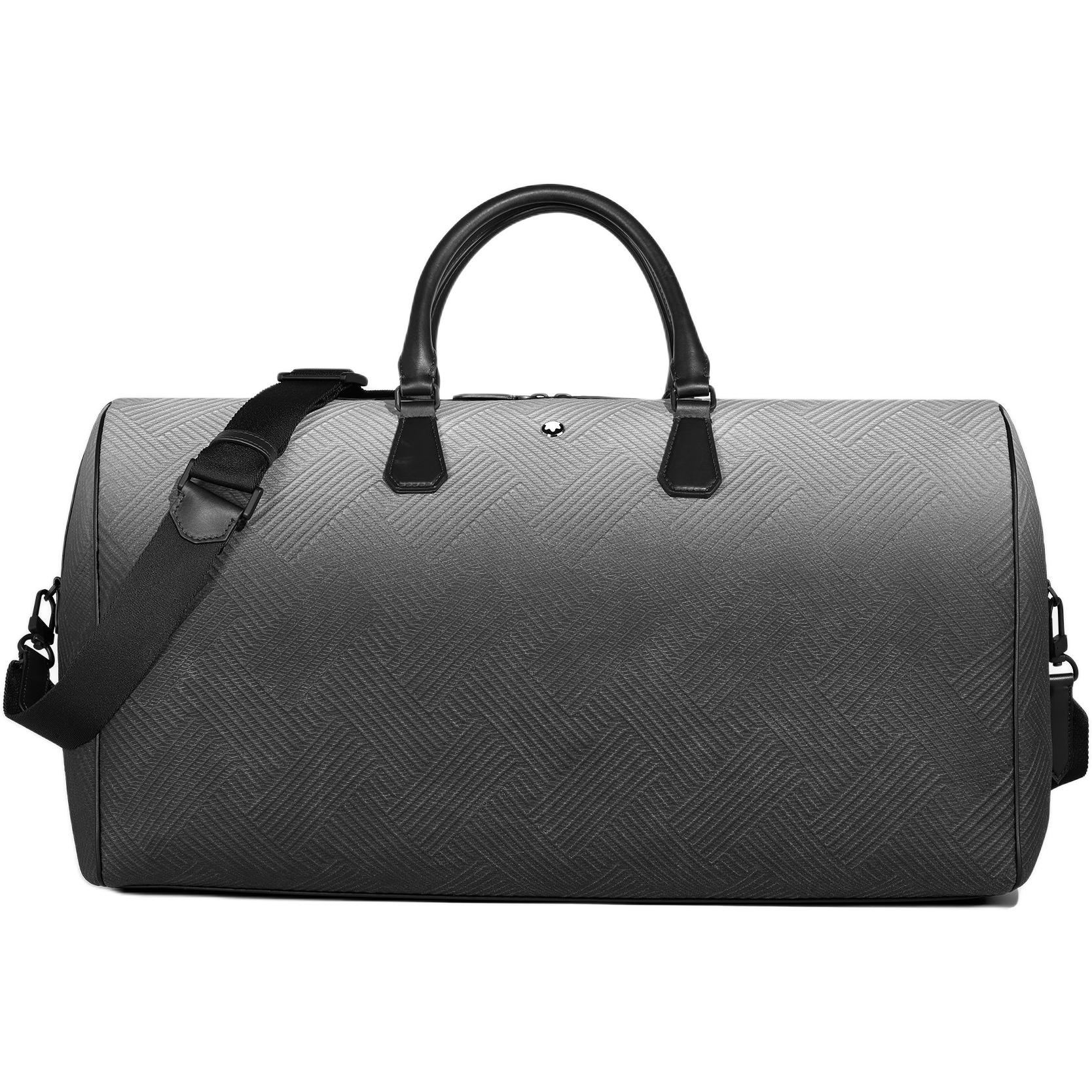 

MONTBLANC Стильная кожаная дорожная сумка женская черно-серая