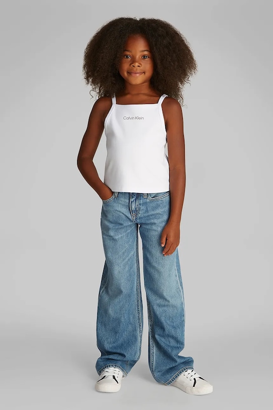 

Детский хлопковый топ Calvin Klein Jeans, белый