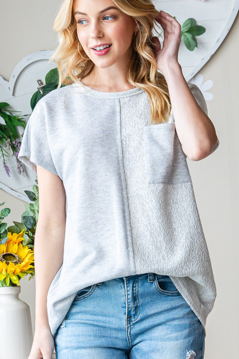 

Футболка с коротким рукавом и круглым вырезом, полноразмерная FASHNZFAB, цвет hgrey