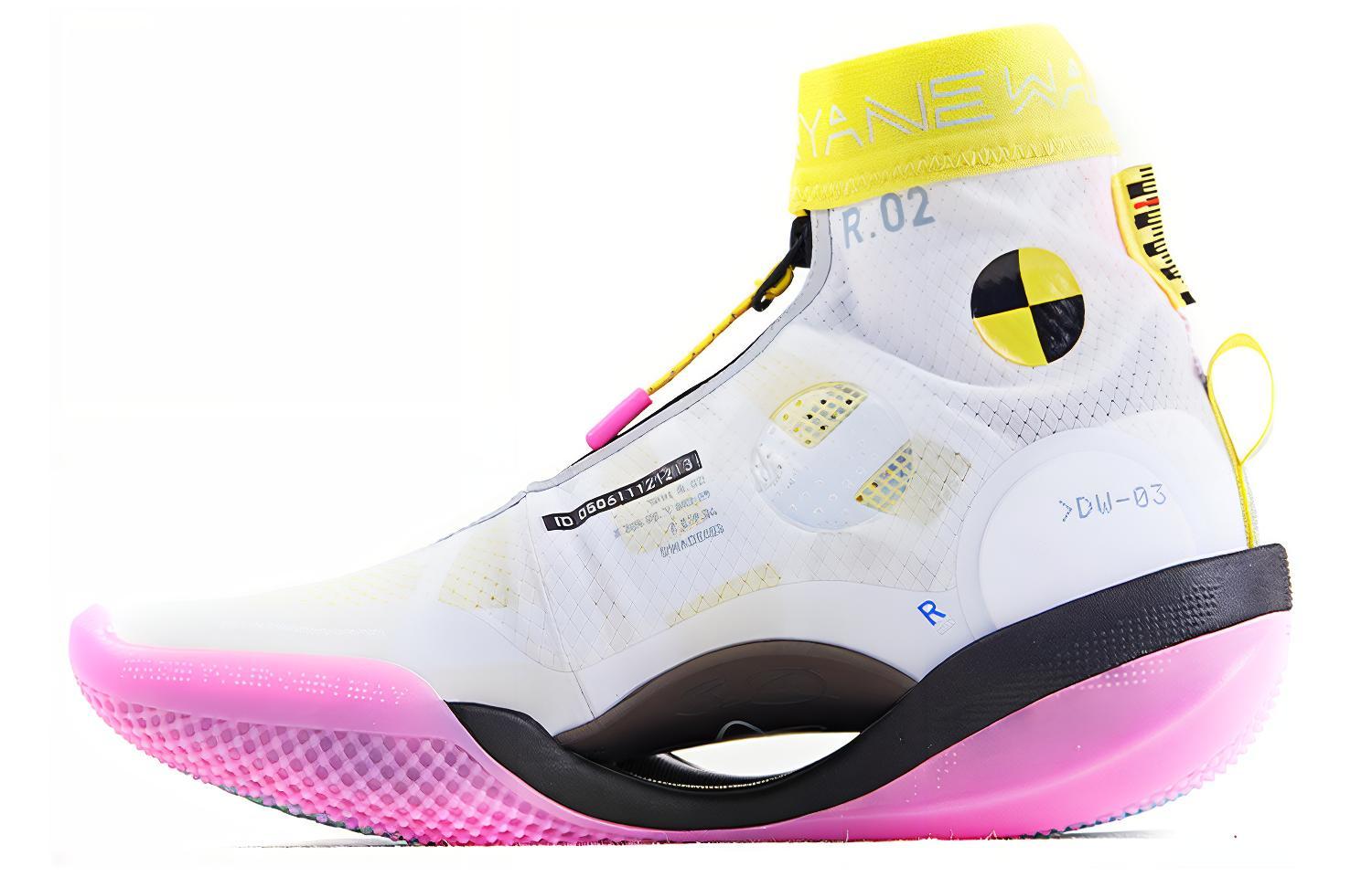 

LINING ЛиНинг WOW 9 Way Of Wade 9 Infinity Test R2 Прочные Дышащие Высокие Баскетбольные Кроссовки Женские Белый Розовый Желтый