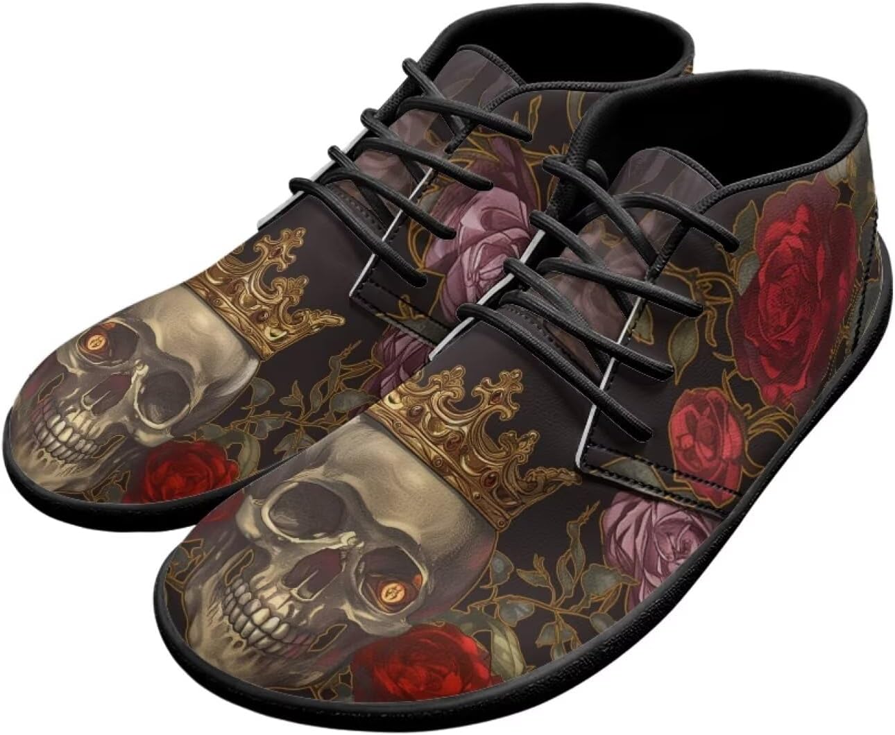 

Мужские кроссовки с черепами на голую ногу, подошва нулевая, противоскользящие, для бега, ходьбы и походов Xixirimido, Crown Skull