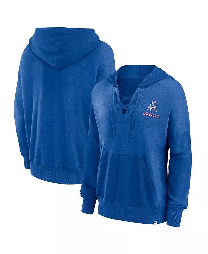 

Женский рваный пуловер с капюшоном Royal New England Patriots Heritage Snow Wash из френч-терри на шнуровке Fanatics, синий
