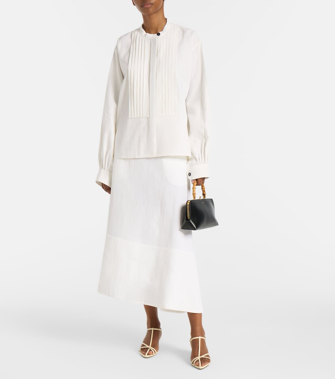 Асимметричная льняная юбка миди Jil Sander, белый — фото 2