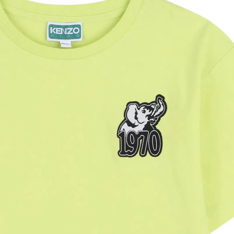 Футболка детская с круглым вырезом KENZO зеленая — фото 4