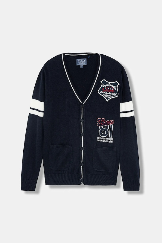 

Детский хлопковый кардиган Guess, темно-синий