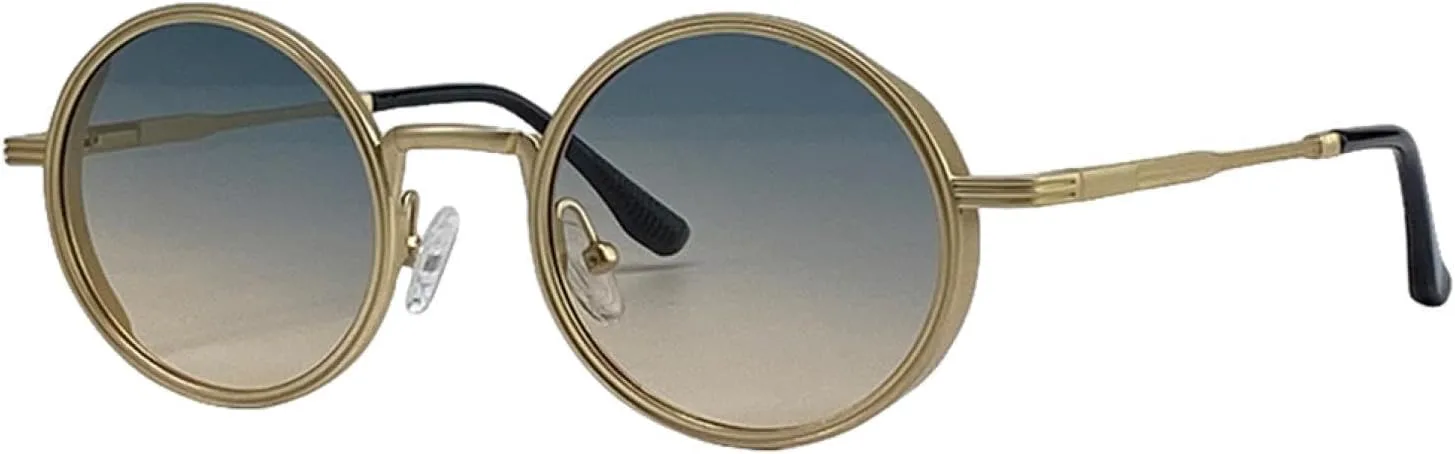 

Круглые солнцезащитные очки для женщин и мужчин, роскошные панк-очки, винтажные солнцезащитные очки с защитой от УФ-излучения UV400 TOIPASTN, C5goldgreenyellow