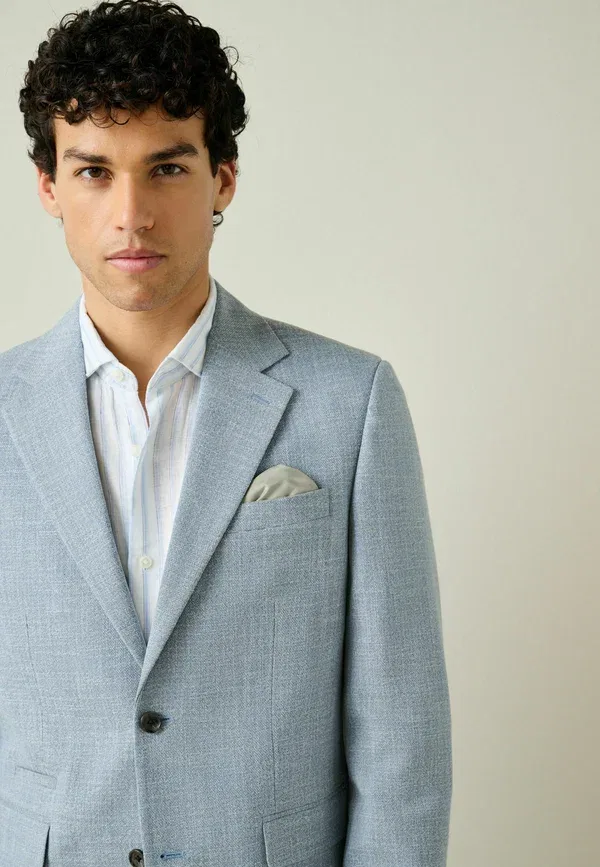 Блейзер Slim Fit Smart Textured, Next, голубой — фото 4
